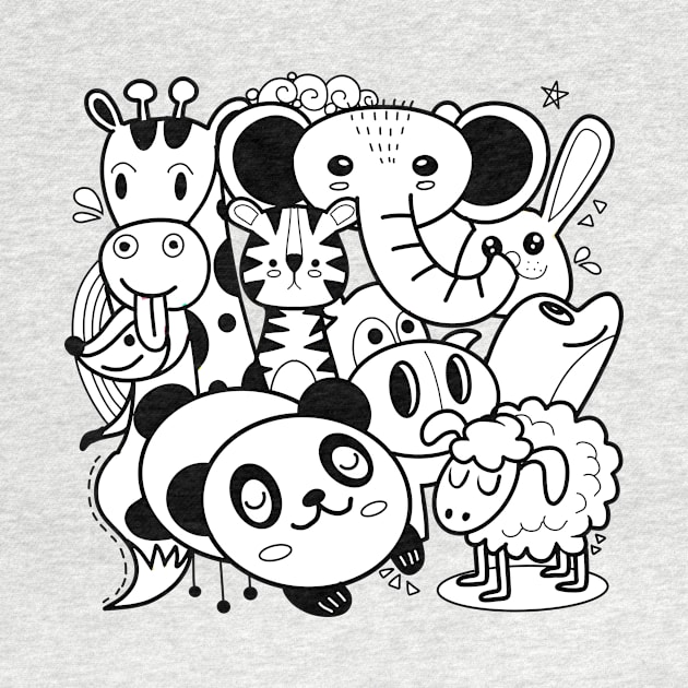 cute cartoon sketch animals by 9georgeDoodle